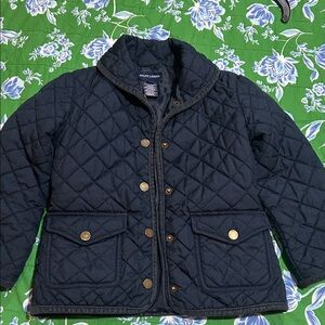 Ralph Lauren Dark Blue Quilted Jacket with Gold Accents for little girl